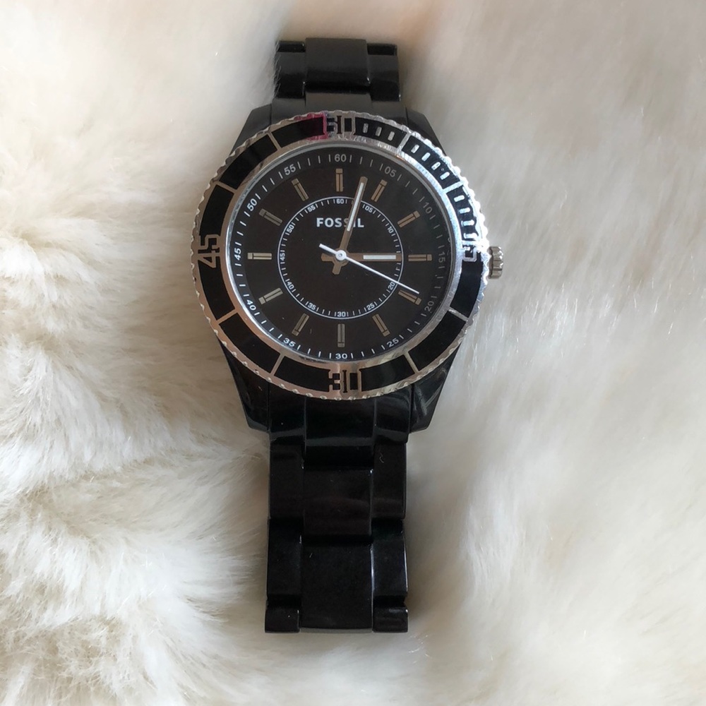 Fossil Women’s Black Plastic Bracelet Watch